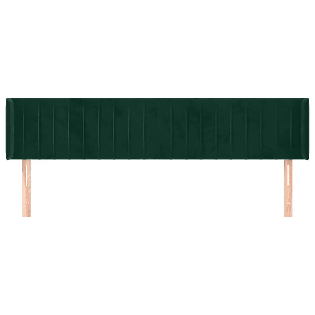 sengegavl med kanter 203x16x78/88 cm fløjl mørkegrøn