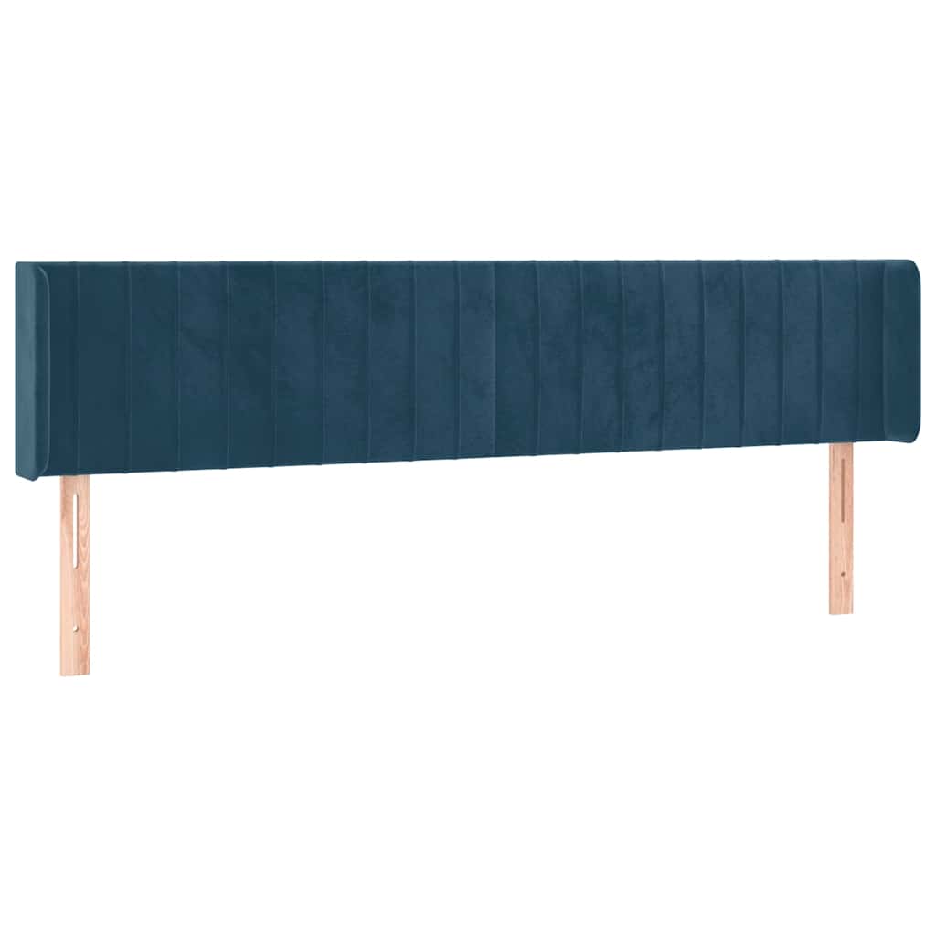 sengegavl med kanter 203x16x78/88 cm fløjl mørkeblå