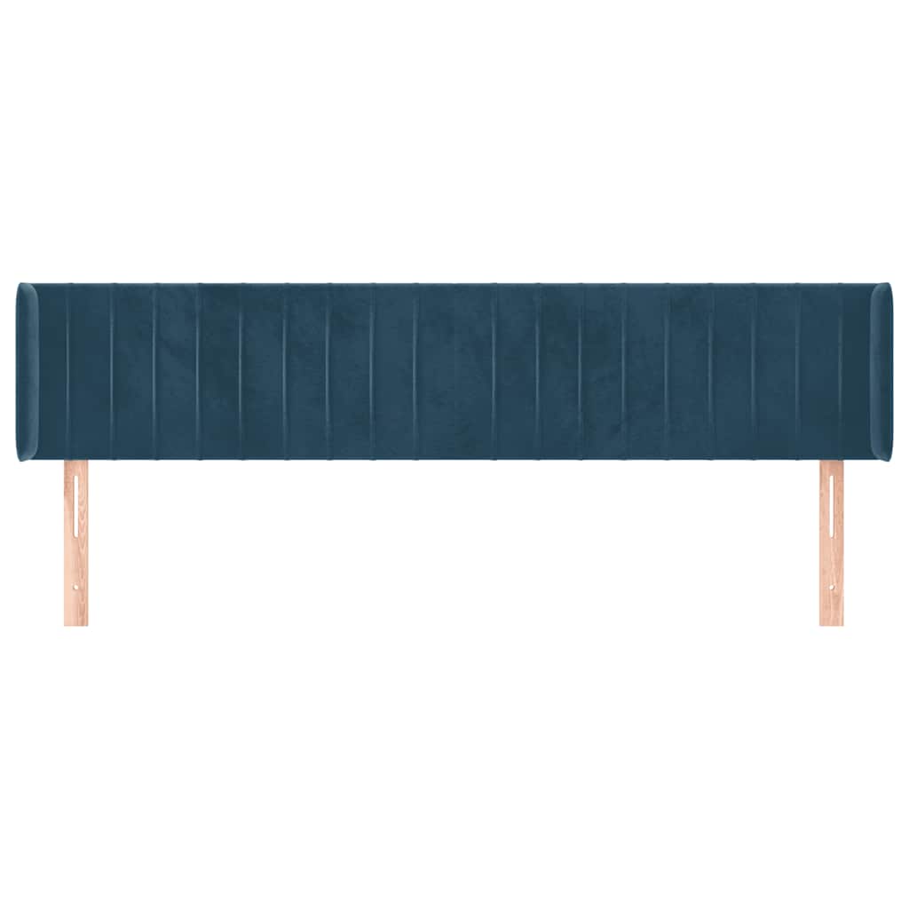 sengegavl med kanter 203x16x78/88 cm fløjl mørkeblå