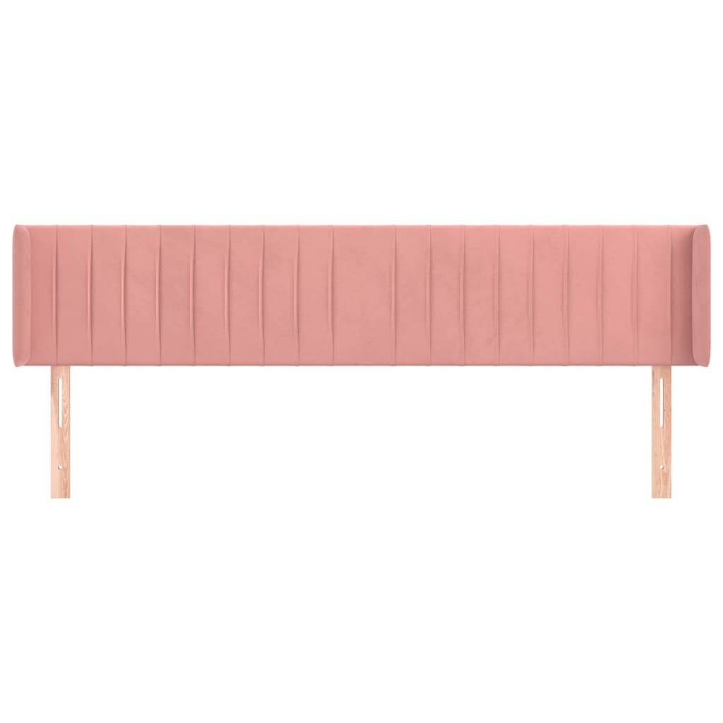 sengegavl med kanter 203x16x78/88 cm fløjl lyserød