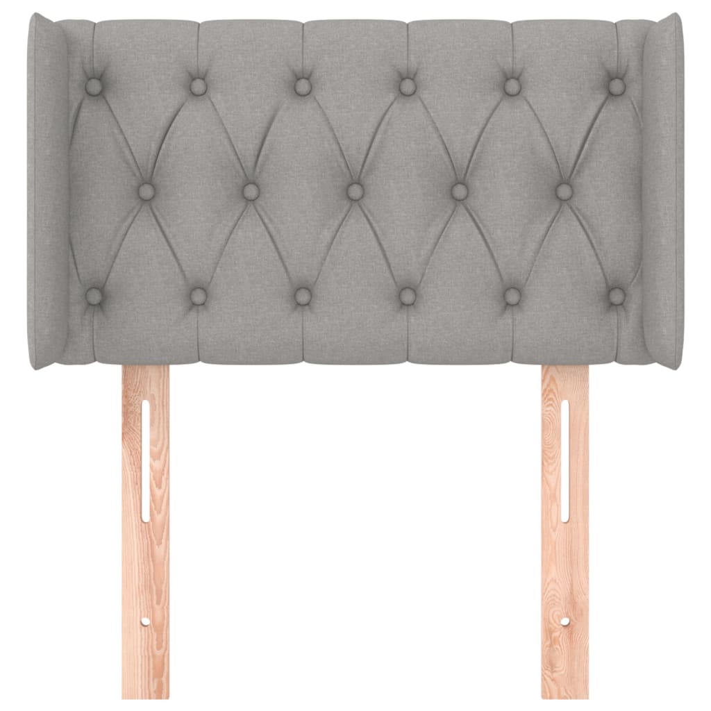 sengegavl med kanter 83x16x78/128 cm stof lysegrå