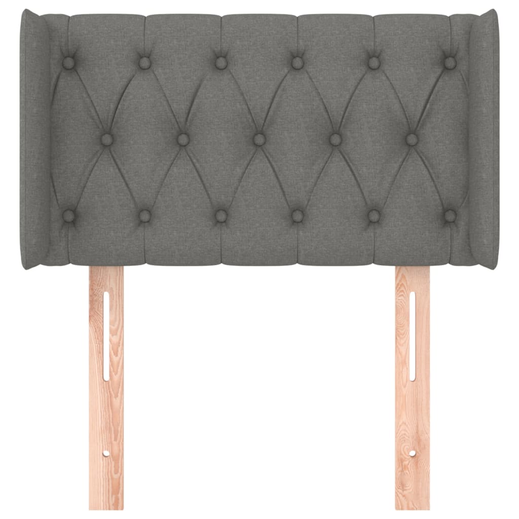 sengegavl med kanter 83x16x78/128 cm stof mørkegrå