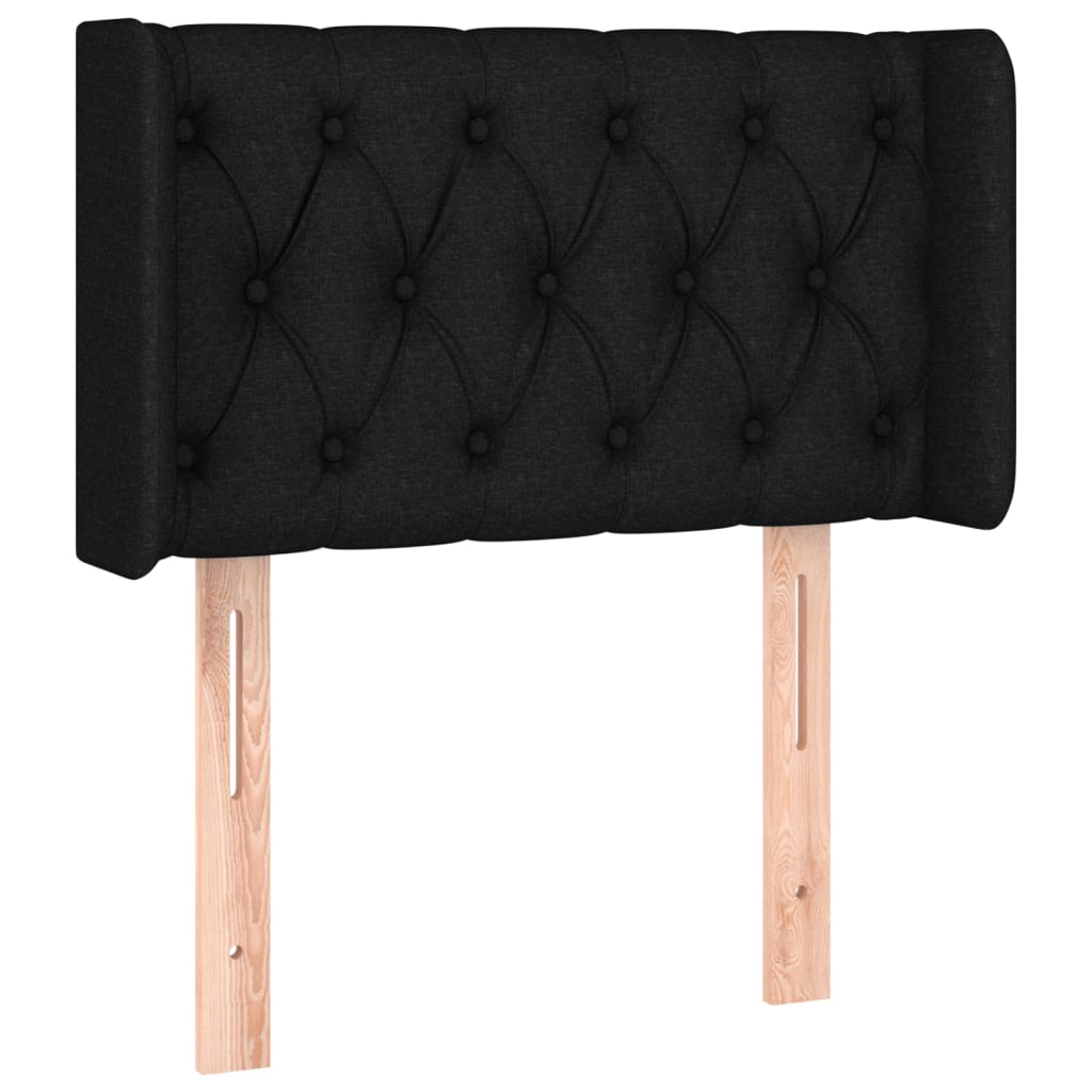 sengegavl med kanter 83x16x78/128 cm stof sort