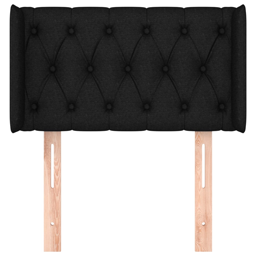 sengegavl med kanter 83x16x78/128 cm stof sort