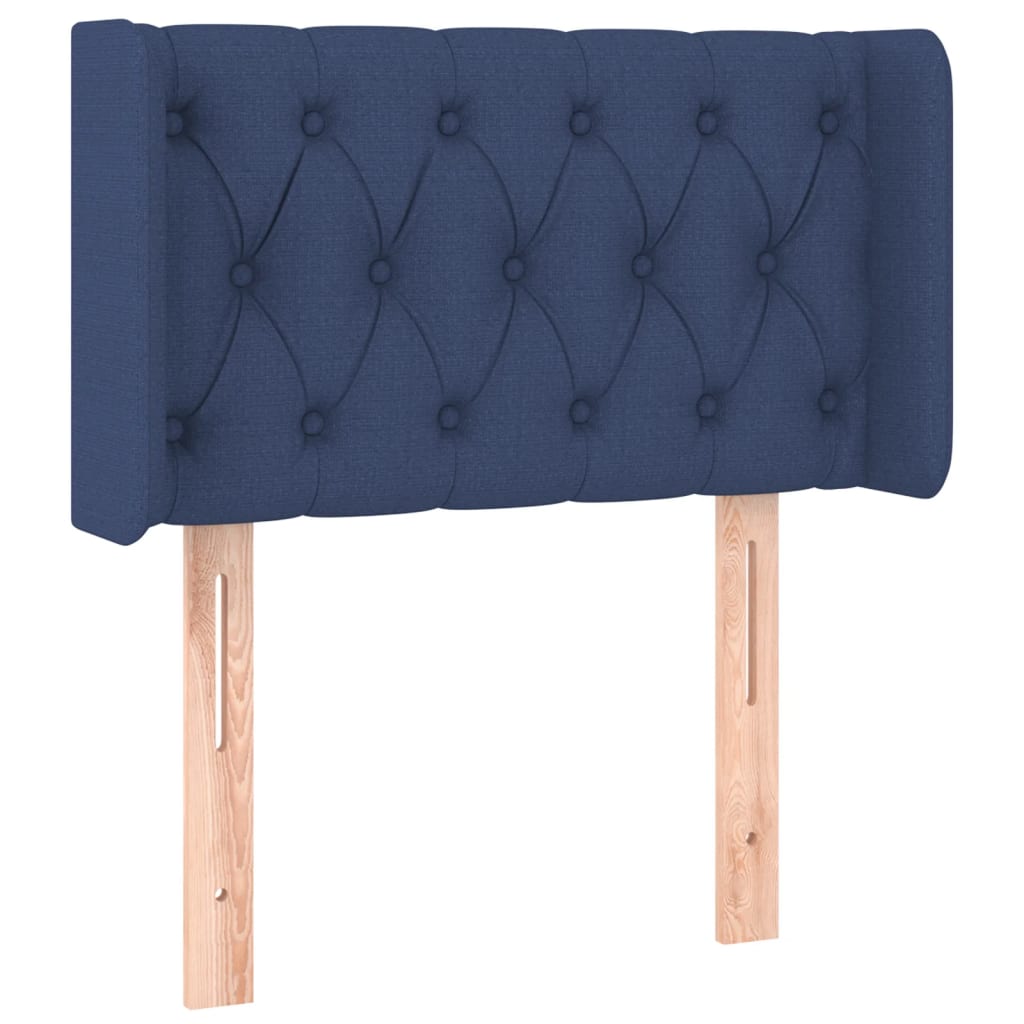sengegavl med kanter 83x16x78/128 cm stof blå
