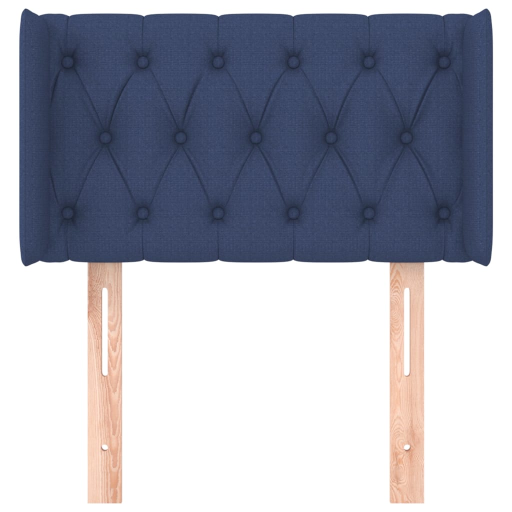 sengegavl med kanter 83x16x78/128 cm stof blå
