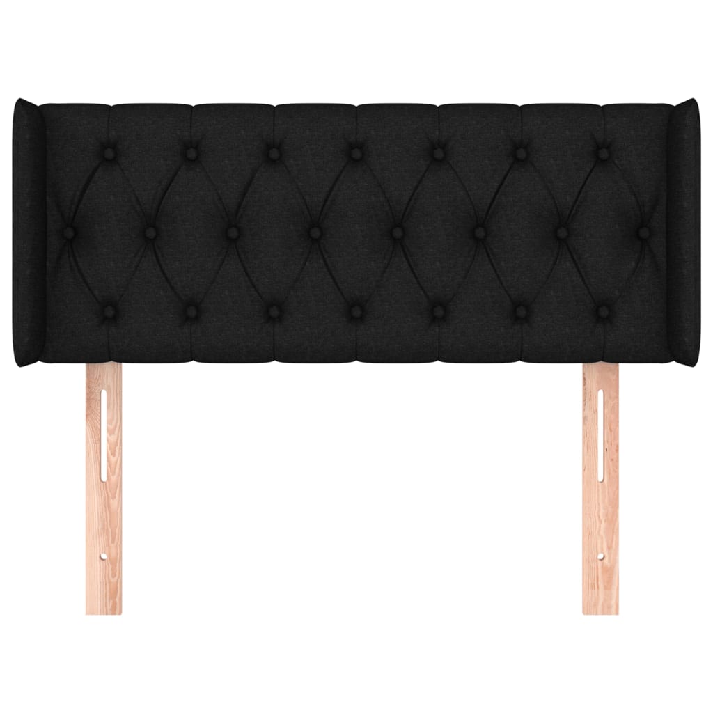 sengegavl med kanter 93x16x78/88 cm stof sort