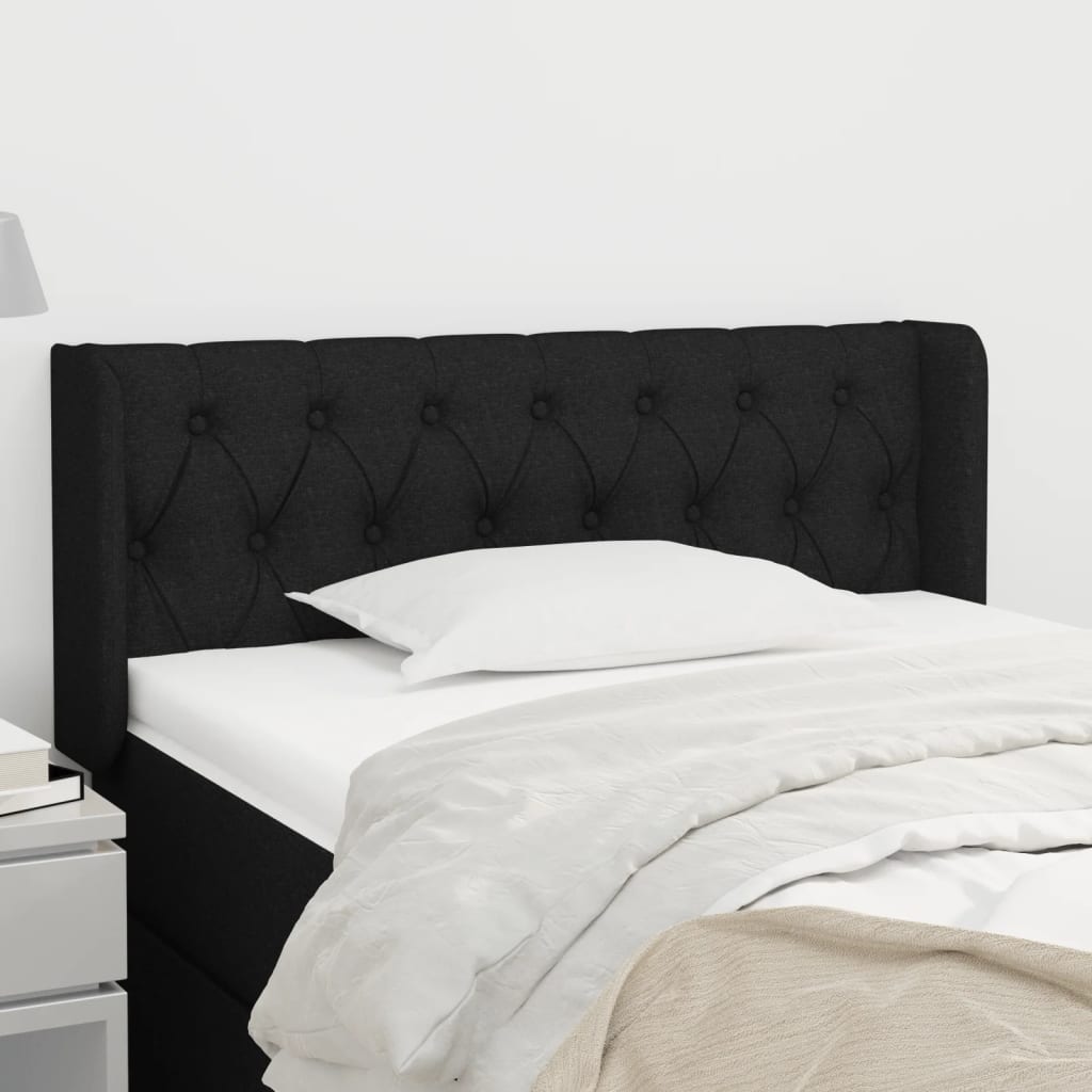 sengegavl med kanter 93x16x78/88 cm stof sort