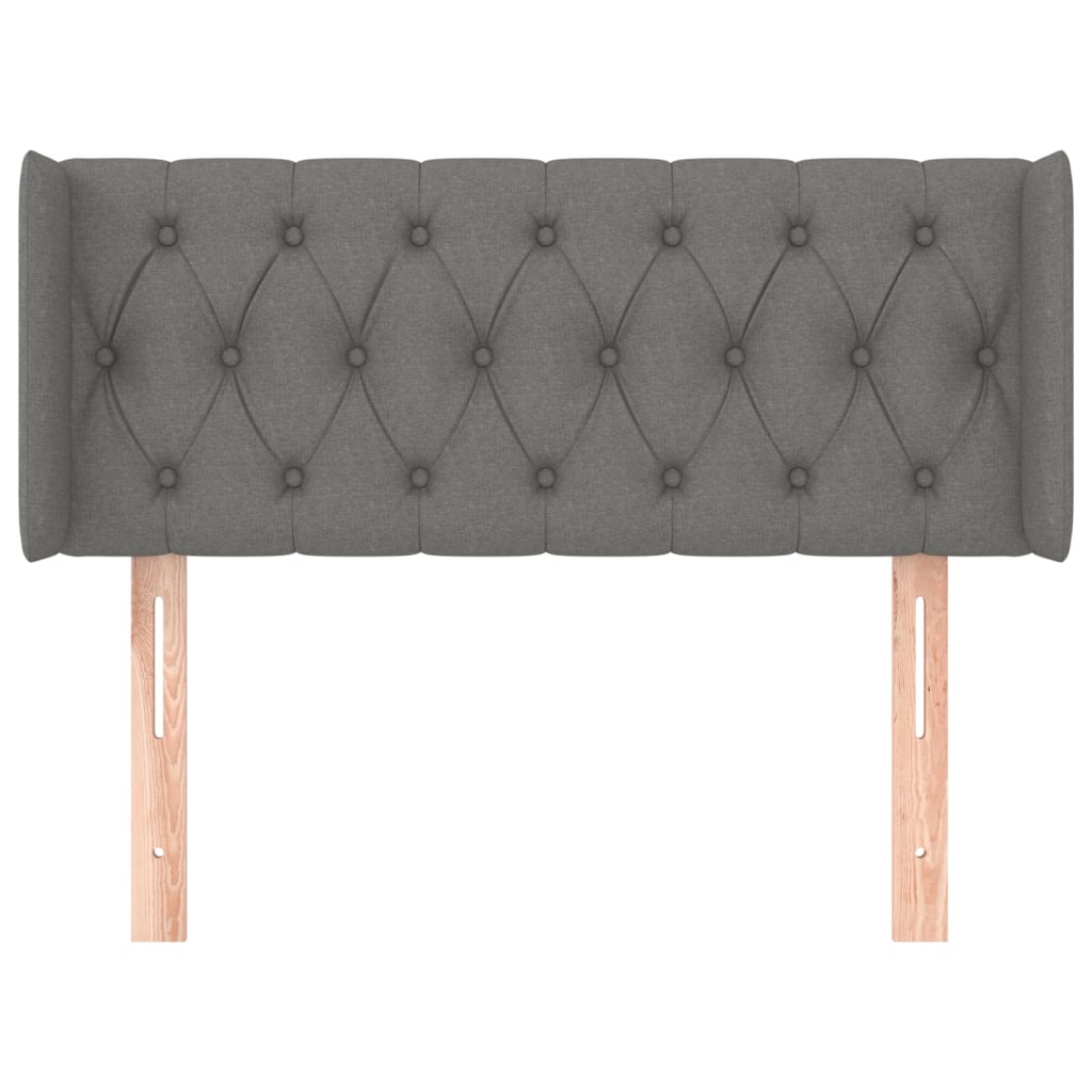 sengegavl med kanter 103x16x78/88 cm stof mørkegrå