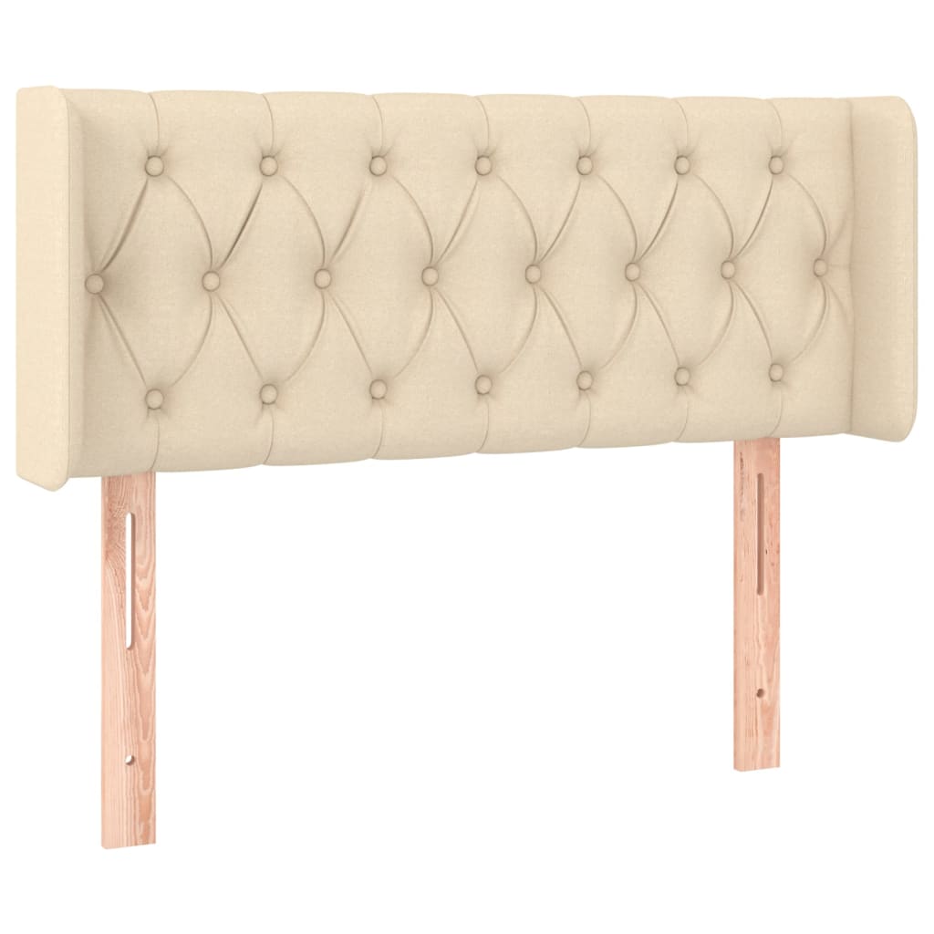 sengegavl med kanter 103x16x78/88 cm stof cremefarvet