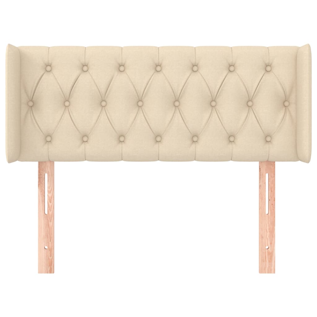 sengegavl med kanter 103x16x78/88 cm stof cremefarvet
