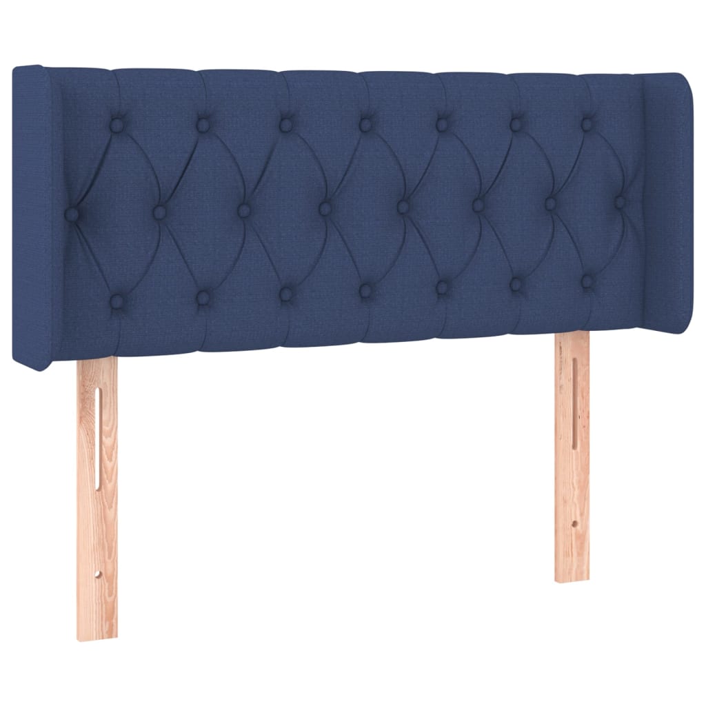 sengegavl med kanter 103x16x78/88 cm stof blå