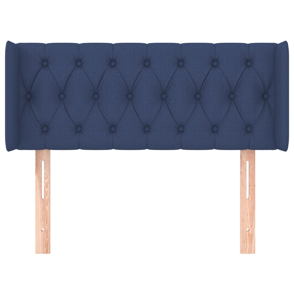 sengegavl med kanter 103x16x78/88 cm stof blå