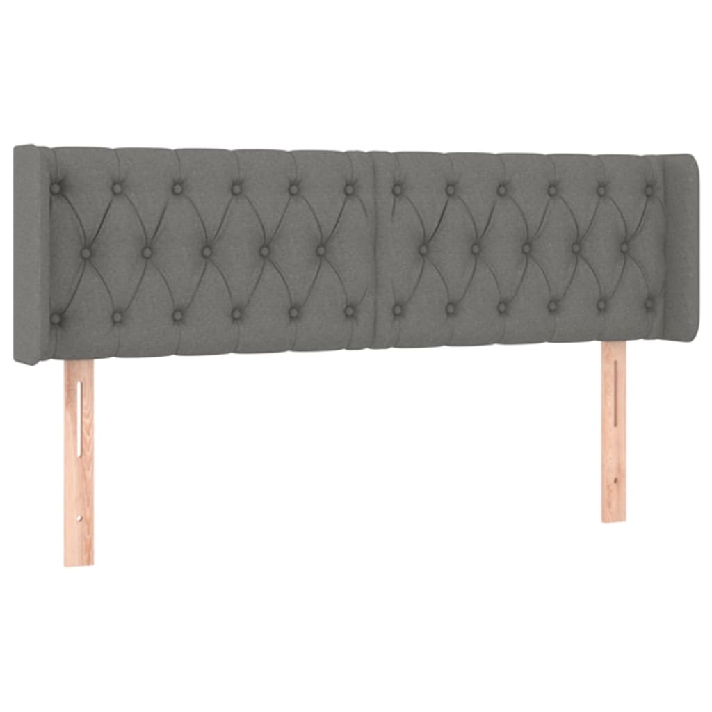 sengegavl med kanter 147x16x78/88 cm stof mørkegrå