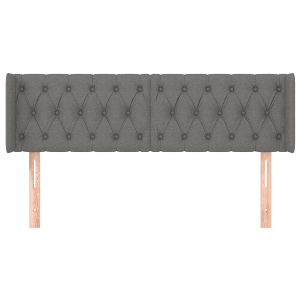sengegavl med kanter 147x16x78/88 cm stof mørkegrå