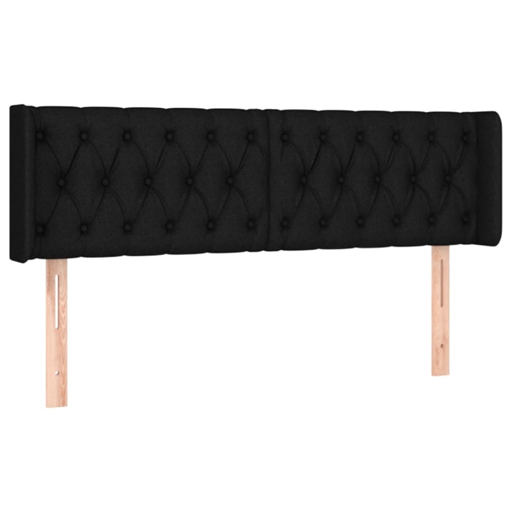 sengegavl med kanter 147x16x78/88 cm stof sort