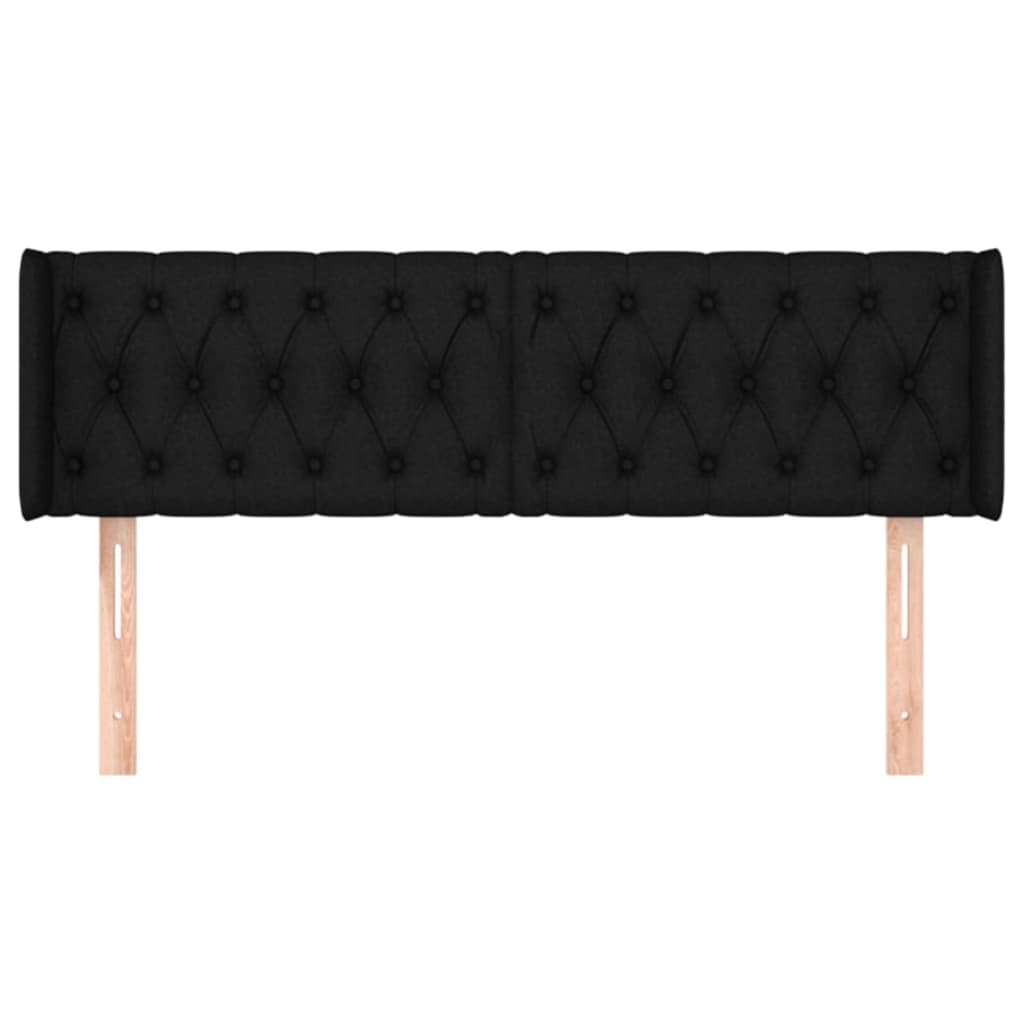 sengegavl med kanter 147x16x78/88 cm stof sort