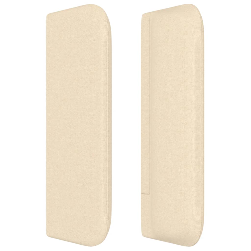sengegavl med kanter 147x16x78/88 cm stof cremefarvet
