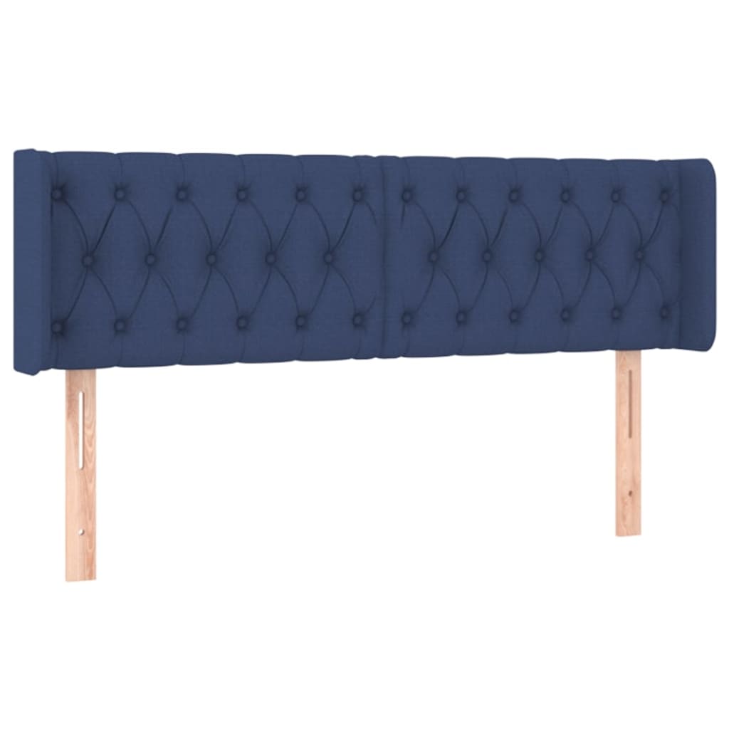sengegavl med kanter 147x16x78/88 cm stof blå