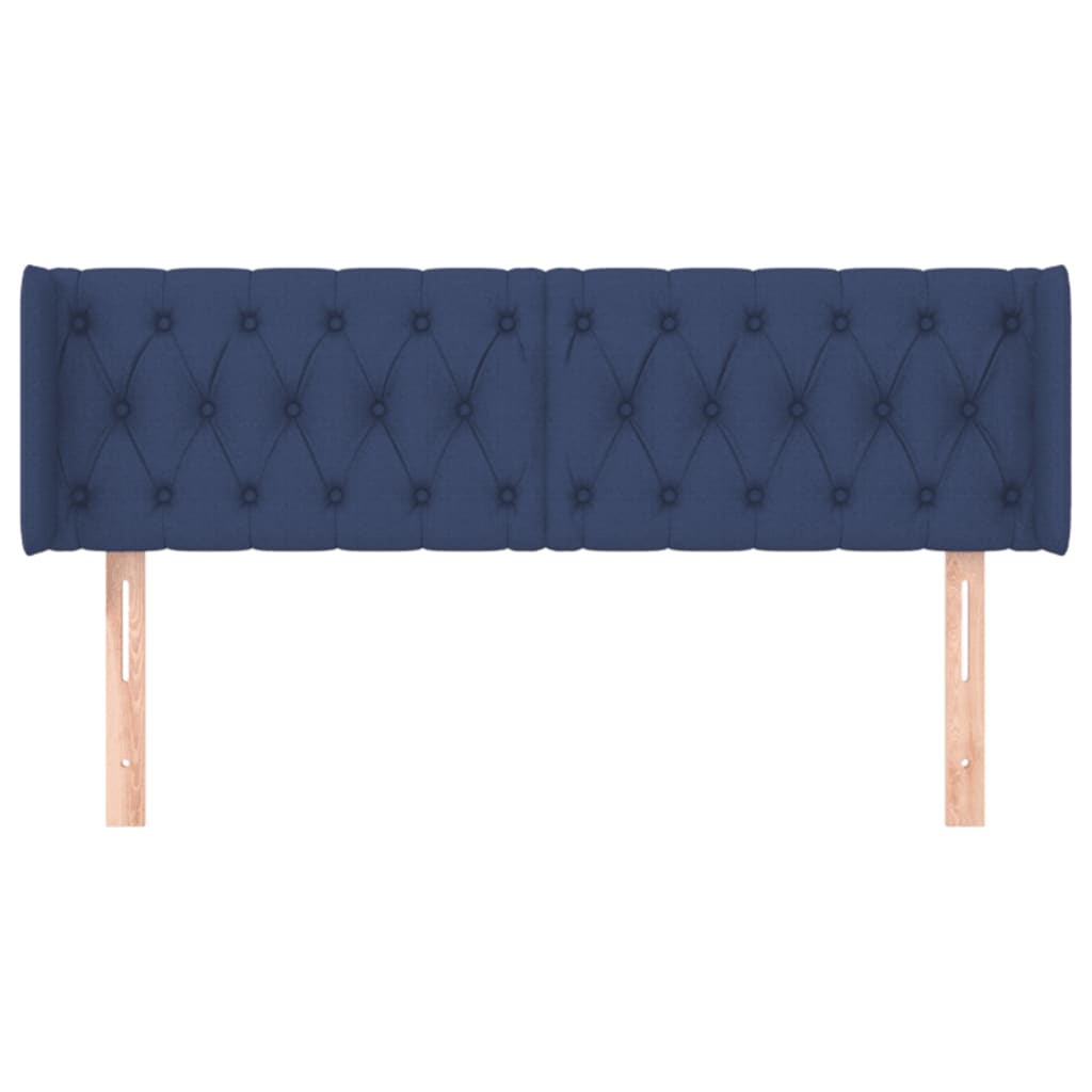 sengegavl med kanter 147x16x78/88 cm stof blå