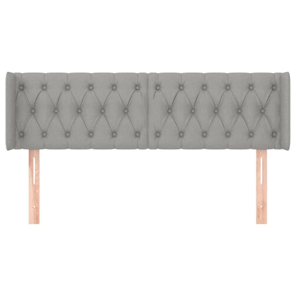 sengegavl med kanter 163x16x78/88 cm stof lysegrå