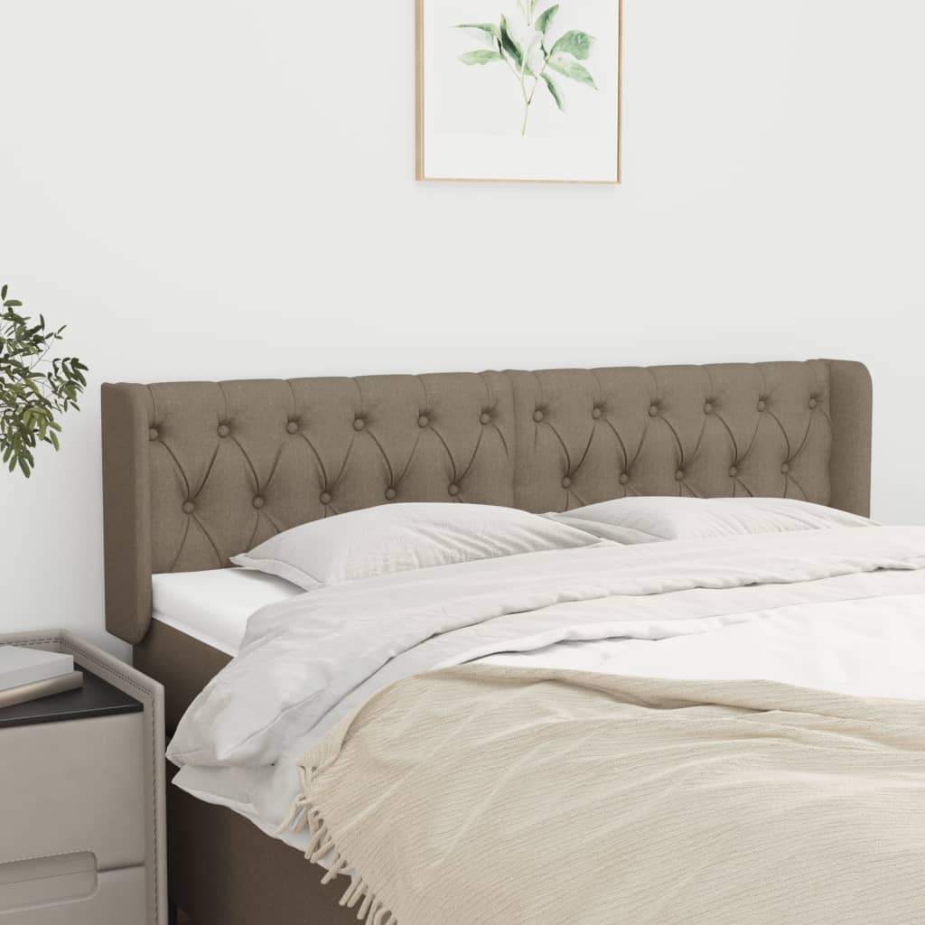 sengegavl med kanter 163x16x78/88 cm stof gråbrun
