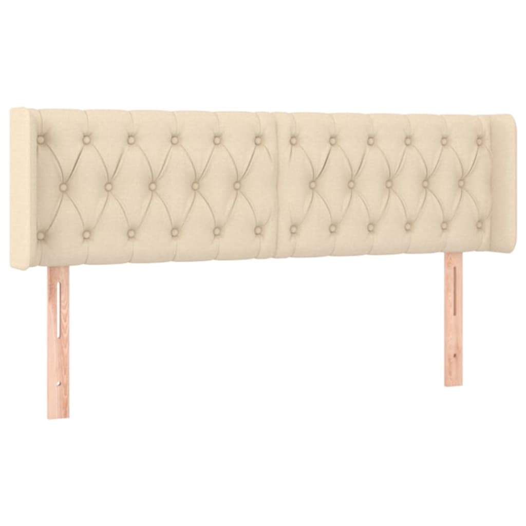 sengegavl med kanter 163x16x78/88 cm stof cremefarvet