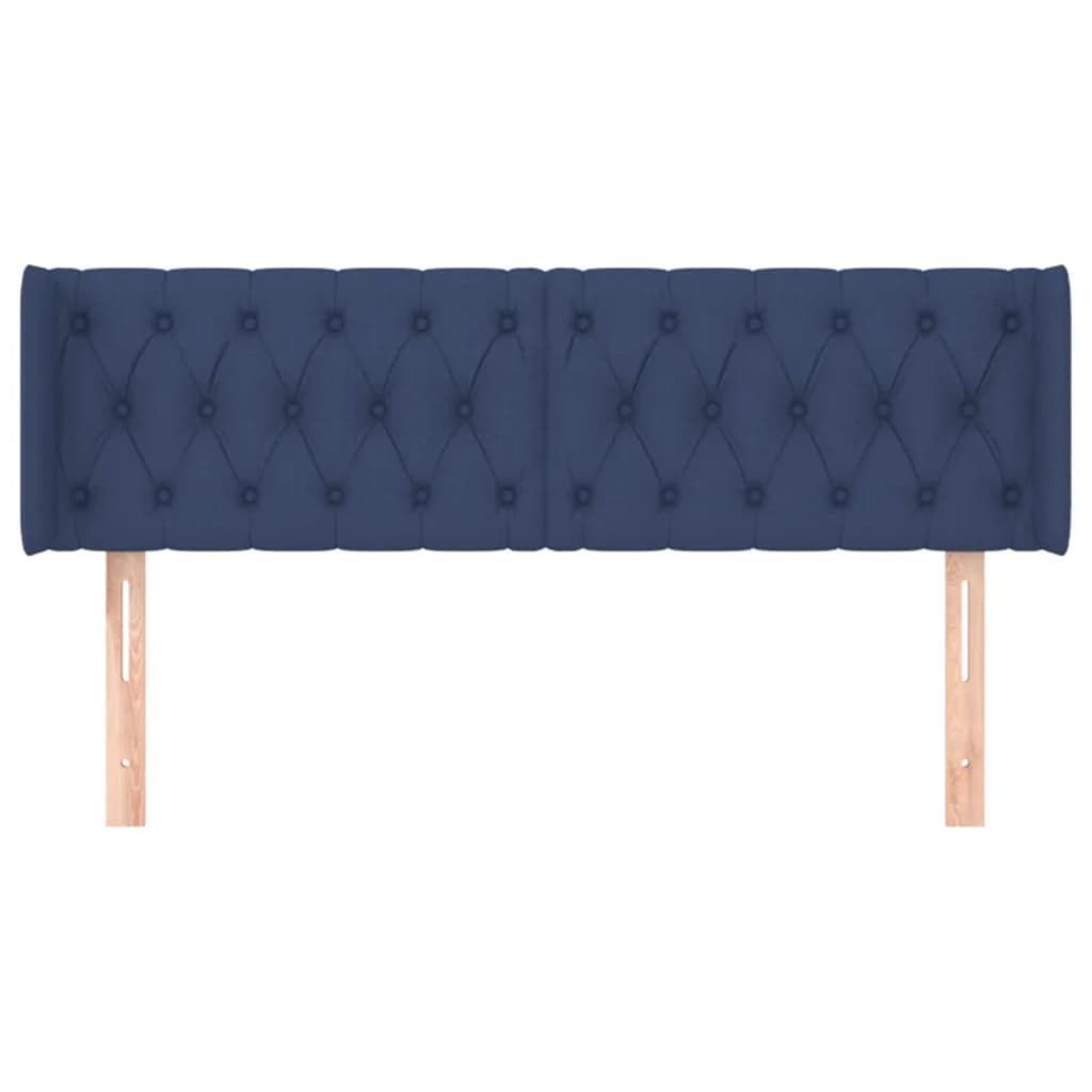 sengegavl med kanter 163x16x78/88 cm stof blå