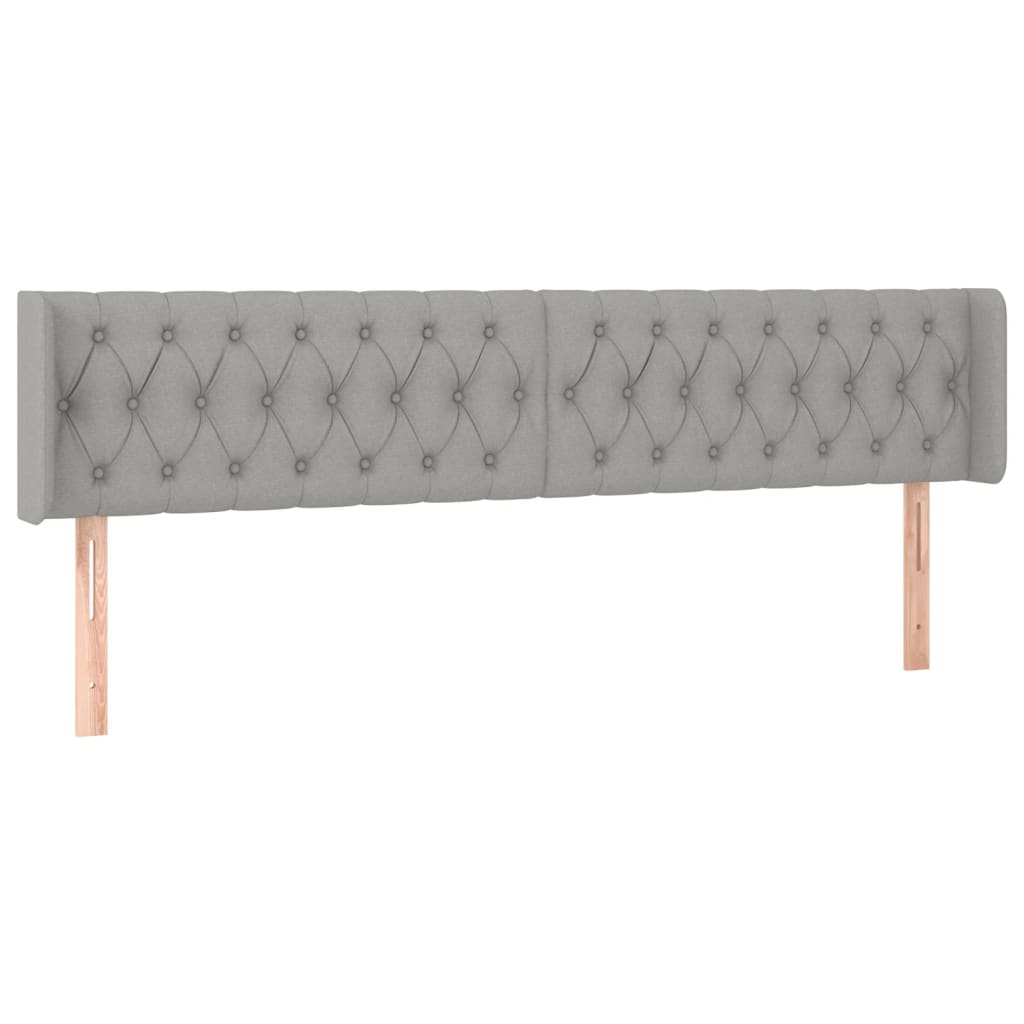 sengegavl med kanter 183x16x78/88 cm stof lysegrå