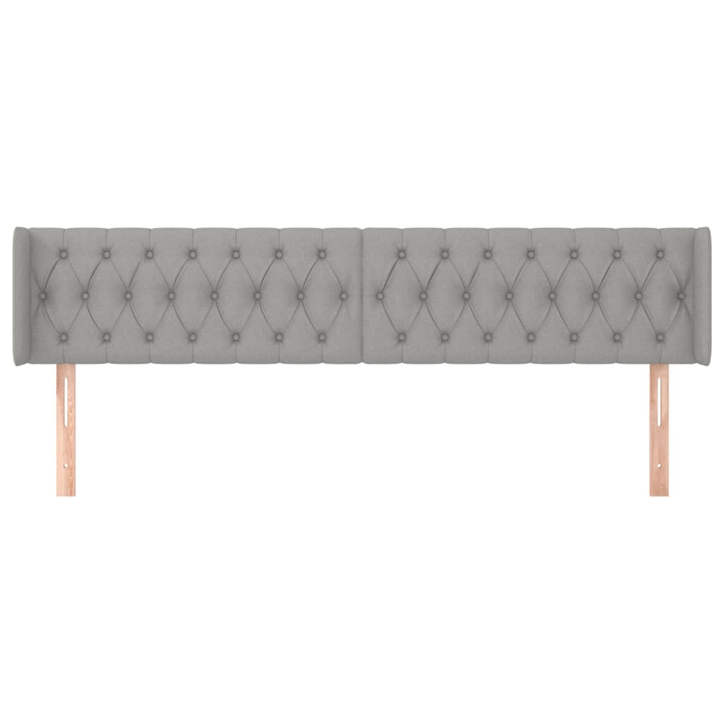 sengegavl med kanter 183x16x78/88 cm stof lysegrå