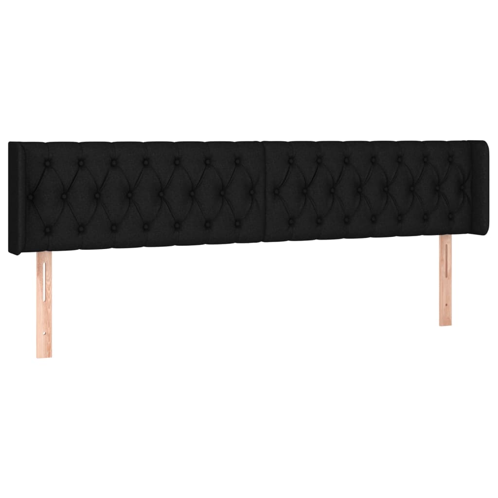 sengegavl med kanter 183x16x78/88 cm stof sort