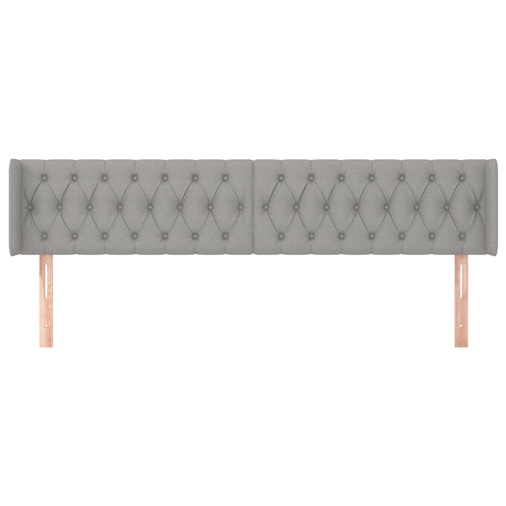sengegavl med kanter 203x16x78/88 cm stof lysegrå