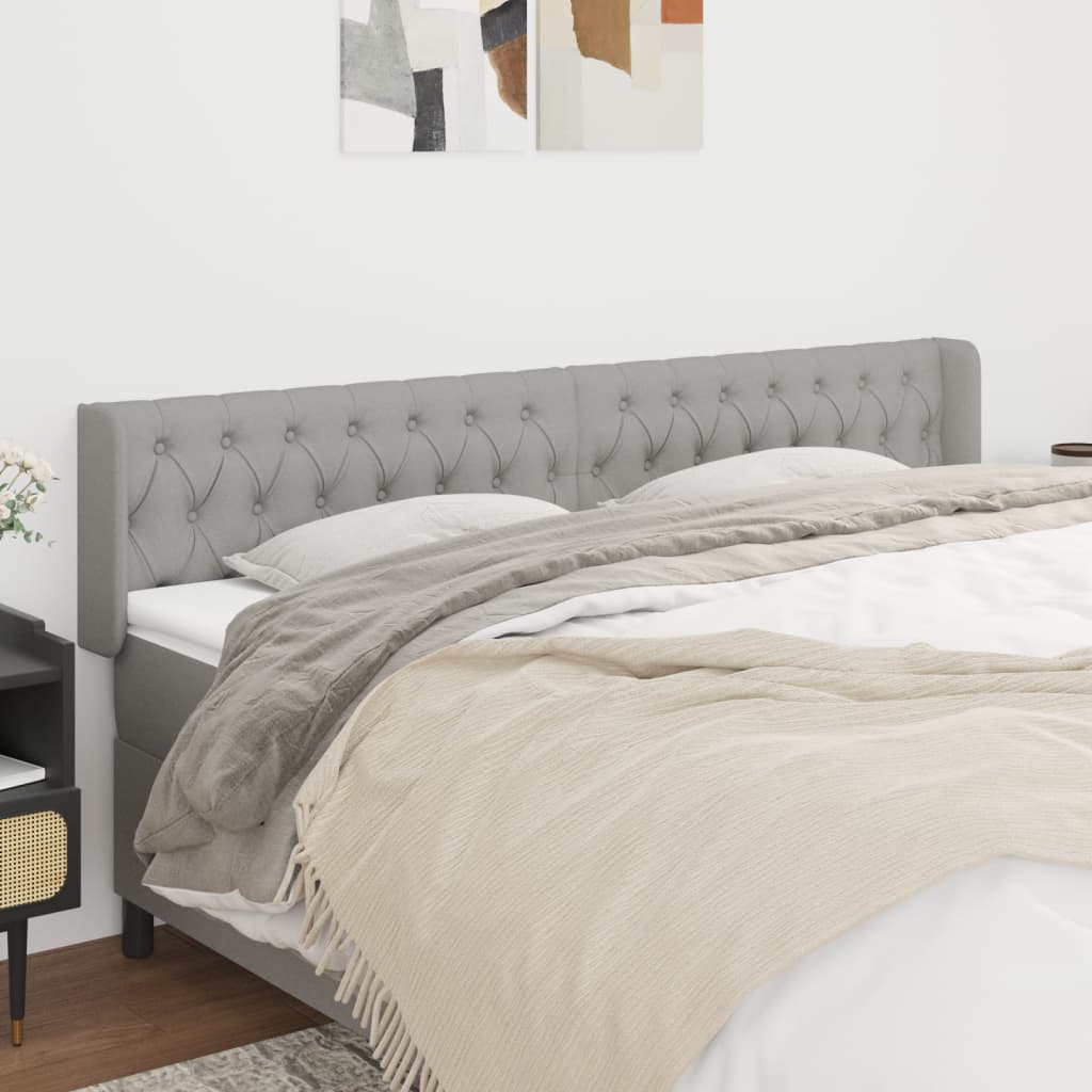 sengegavl med kanter 203x16x78/88 cm stof lysegrå