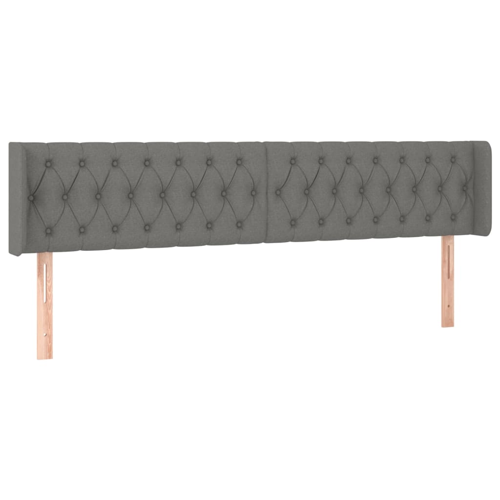 sengegavl med kanter 203x16x78/88 cm stof mørkegrå