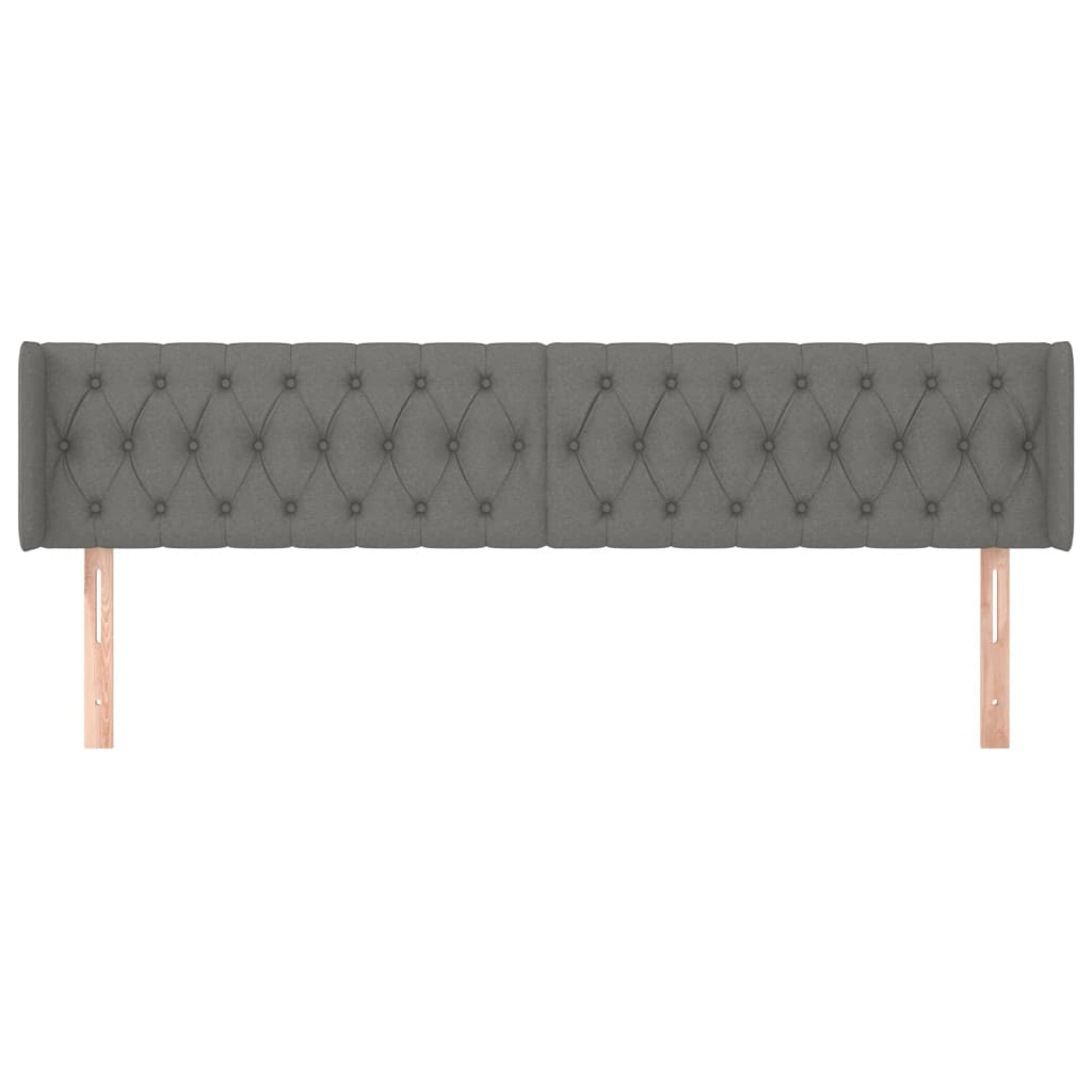 sengegavl med kanter 203x16x78/88 cm stof mørkegrå