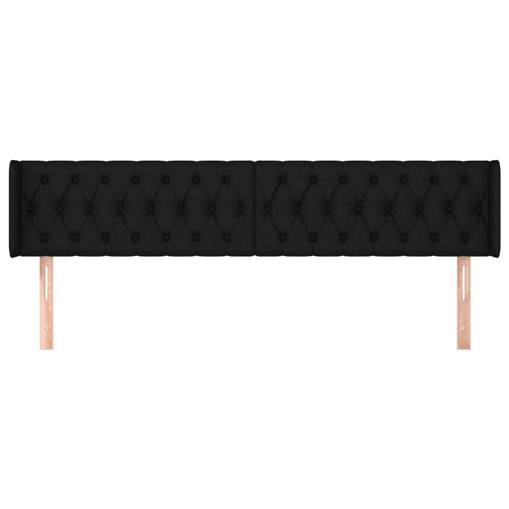 sengegavl med kanter 203x16x78/88 cm stof sort