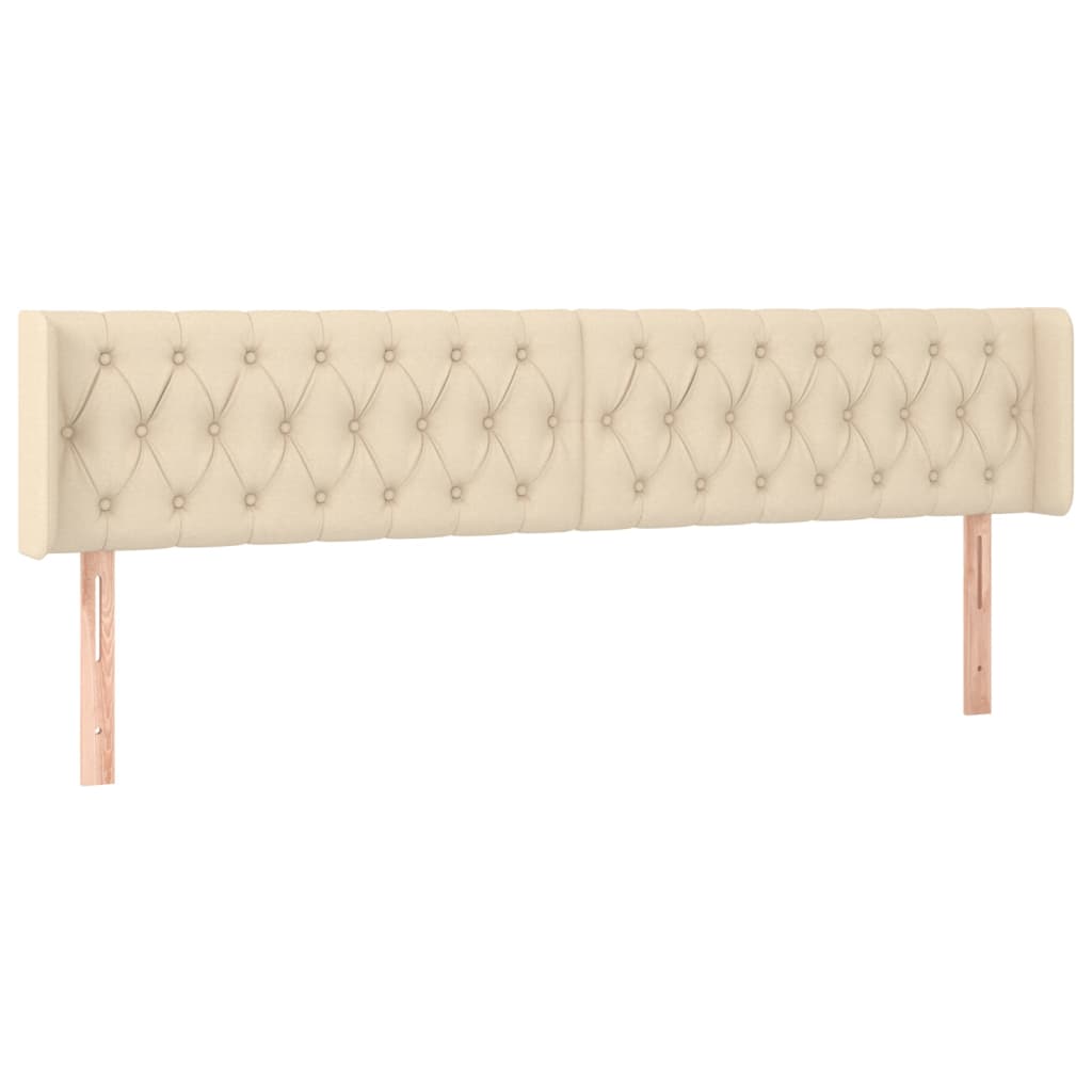 sengegavl med kanter 203x16x78/88 cm stof cremefarvet