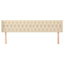 sengegavl med kanter 203x16x78/88 cm stof cremefarvet