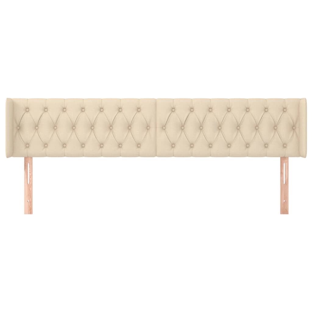 sengegavl med kanter 203x16x78/88 cm stof cremefarvet