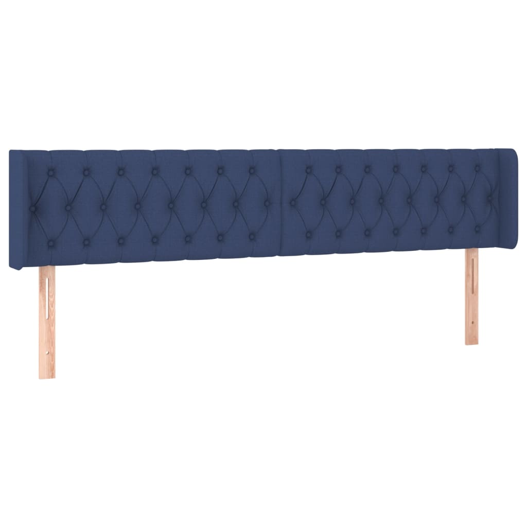 sengegavl med kanter 203x16x78/88 cm stof blå