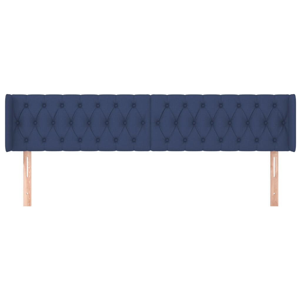 sengegavl med kanter 203x16x78/88 cm stof blå
