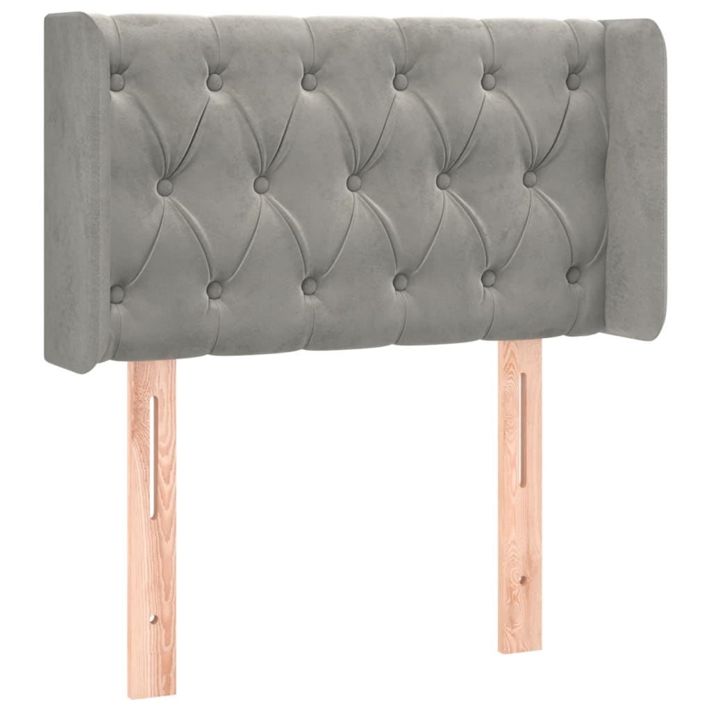 sengegavl med kanter 83x16x78/88 cm fløjl lysegrå