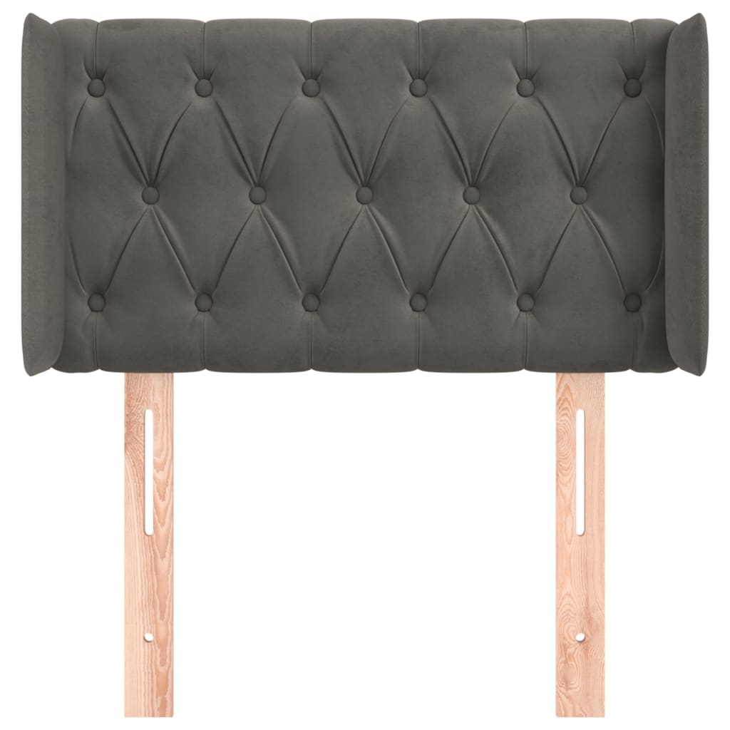 sengegavl med kanter 83x16x78/88 cm fløjl mørkegrå
