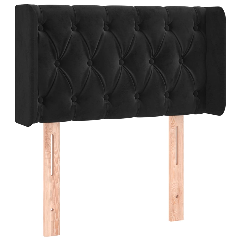sengegavl med kanter 83x16x78/88 cm fløjl sort
