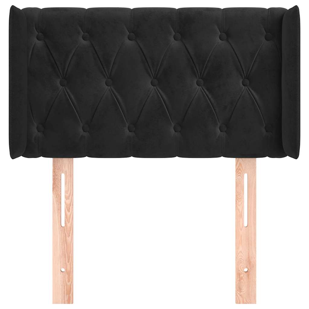 sengegavl med kanter 83x16x78/88 cm fløjl sort