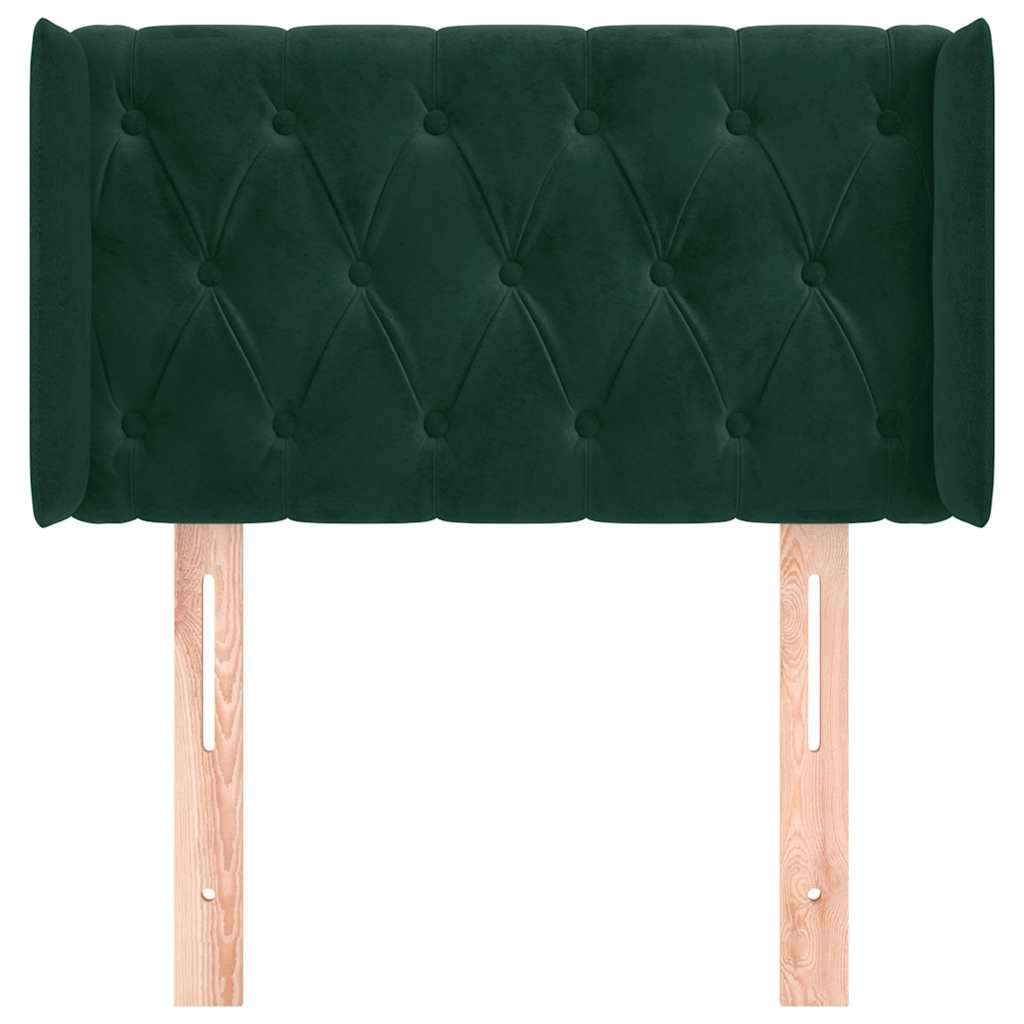 sengegavl med kanter 83x16x78/88 cm fløjl mørkegrøn