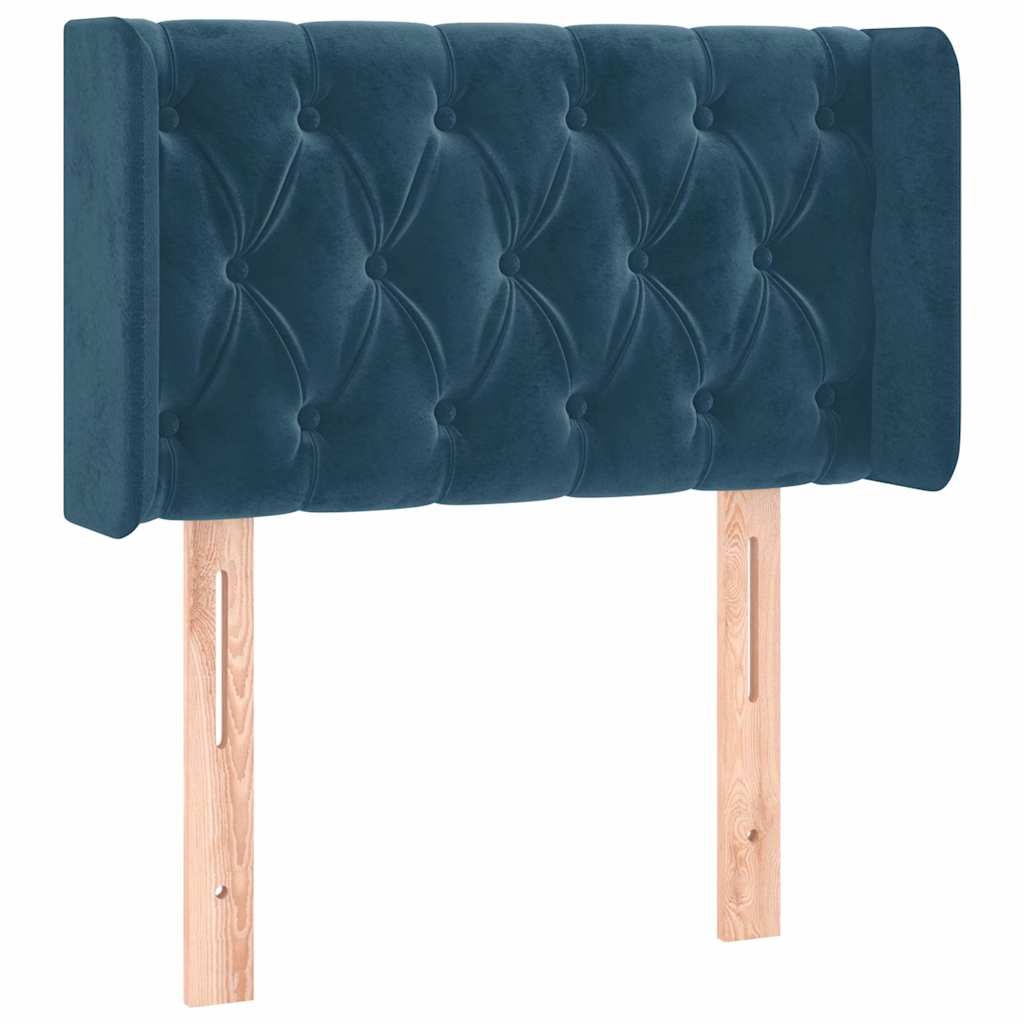 sengegavl med kanter 83x16x78/88 cm fløjl mørkeblå