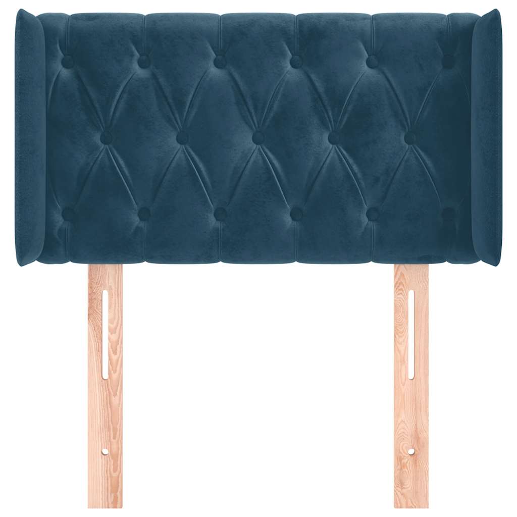 sengegavl med kanter 83x16x78/88 cm fløjl mørkeblå