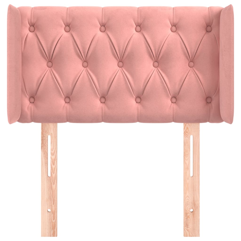 sengegavl med kanter 83x16x78/88 cm fløjl lyserød