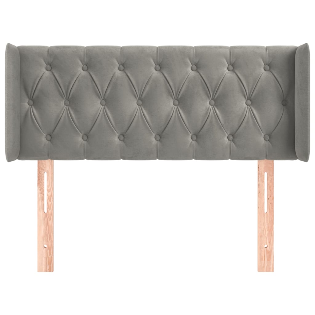 sengegavl med kanter 93x16x78/88 cm fløjl lysegrå